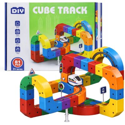 QBI Tor MAGNETYCZNY Pociąg Klocki DLA DZIECI Kolejka Antygrawitacyjna 81 el. QBI Tor MAGNETYCZNY Pociąg Klocki DLA DZIECI Kolejka Antygrawitacyjna 81 el.