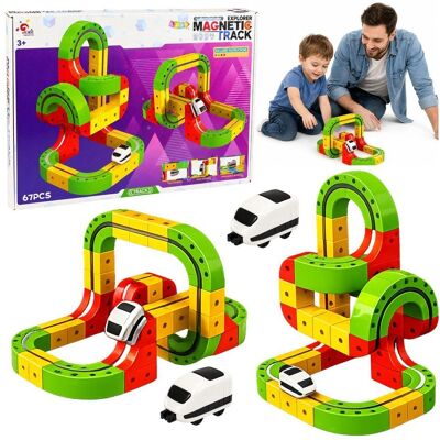 Lean Toys Tor Magnetyczny Z Elektrycznym Pociągiem 3D Kreatywny Konstrukcyjny 67 El. Lean Toys Tor Magnetyczny Z Elektrycznym Pociągiem 3D Kreatywny Konstrukcyjny 67 El.