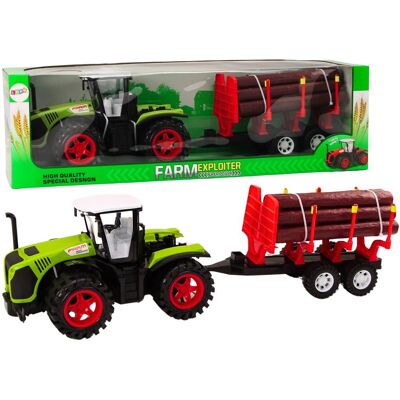 Lean Toys Traktor Farmerski Z Przyczepą Na Drewno Napęd 9 Bali Drzewa Lean Toys Traktor Farmerski Z Przyczepą Na Drewno Napęd 9 Bali Drzewa