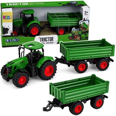 Lean Toys Traktor Rolniczy Farmerski Z Przyczepą Wywrotką Gumowe Koła Zielony 1:24 Lean Toys Traktor Rolniczy Farmerski Z Przyczepą Wywrotką Gumowe Koła Zielony 1:24