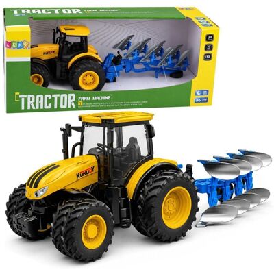 Lean Toys Traktor Rolniczy Z Pługiem Wieloskibowym Światła Dźwięki Żółty 1:24 Lean Toys Traktor Rolniczy Z Pługiem Wieloskibowym Światła Dźwięki Żółty 1:24