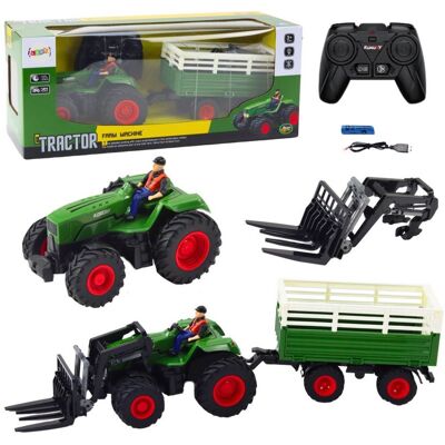 Lean Toys Traktor Rolniczy Z Przyczepą i Widłami Zdalnie Sterowany RC 2.4G Lean Toys Traktor Rolniczy Z Przyczepą i Widłami Zdalnie Sterowany RC 2.4G
