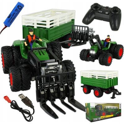 Stator Traktor Zdalnie Sterowany Ruchomy Widlak Do Siana Oświetlenie + Przyczepa Stator Traktor Zdalnie Sterowany Ruchomy Widlak Do Siana Oświetlenie + Przyczepa