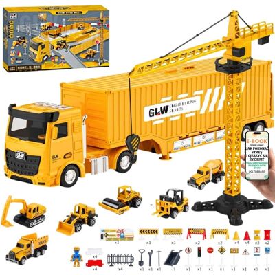 Pltb TRANSPORTER Z POJAZDAMI BUDOWLANYMI + DŹWIĘK I ŚWIATŁO – Zabawka dla Dzieci 3-8 LAT Zestaw Edukacyjny z Akcesoriami PREZENT DLA DZIECKA + EBOOK-1 Pltb TRANSPORTER Z POJAZDAMI BUDOWLANYMI + DŹWIĘK I ŚWIATŁO – Zabawka dla Dzieci 3-8 LAT Zestaw Edukacyjny z Akcesoriami PREZENT DLA DZIECKA + EBOOK-1