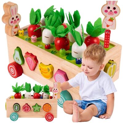 Inny producent Układanka Drewniana Montessori Marchewki Wózek Złap Robaczka Sorter Klocków Inny producent Układanka Drewniana Montessori Marchewki Wózek Złap Robaczka Sorter Klocków
