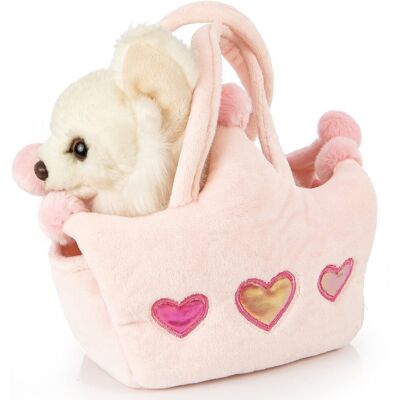 Uni-Toys - Chihuahua biały, z torbą księżniczki - 18 cm (długość) - pluszowy pies - pluszowa zabawka, przytulanka Uni-Toys - Chihuahua biały, z torbą księżniczki - 18 cm (długość) - pluszowy pies - pluszowa zabawka, przytulanka
