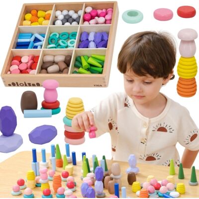 Viga Klocki Drewniane Edukacyjne Układanka Montesori 141el. Viga Klocki Drewniane Edukacyjne Układanka Montesori 141el.