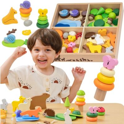 Lean Toys W PUDEŁKU KOLOROWE KLOCKI OPOWIEŚCI Z LASU Lean Toys W PUDEŁKU KOLOROWE KLOCKI OPOWIEŚCI Z LASU