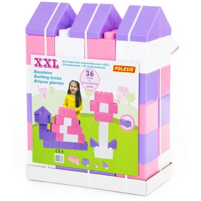 Wader Quality Toys WADER POLESIE Klocki XXL Cegły+ łączniki 36 elementów Różowy Wader Quality Toys WADER POLESIE Klocki XXL Cegły+ łączniki 36 elementów Różowy
