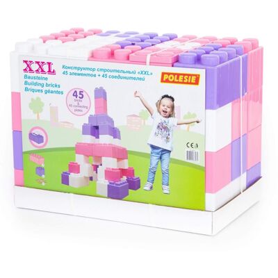 Wader Quality Toys WADER POLESIE Klocki XXL Cegły + łączniki 45 el. Różowy Wader Quality Toys WADER POLESIE Klocki XXL Cegły + łączniki 45 el. Różowy