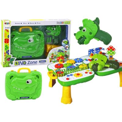 Lean Toys Walizka Stolik Zestaw DIY Układanka Klocki Dinozaur Wkrętarka 249 ele. Lean Toys Walizka Stolik Zestaw DIY Układanka Klocki Dinozaur Wkrętarka 249 ele.