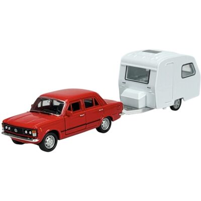 Welly Fiat 125p Duży Fiat Czerwony + Przyczepa 1:34 Prl Nowy Zestaw 99270 Welly Fiat 125p Duży Fiat Czerwony + Przyczepa 1:34 Prl Nowy Zestaw 99270