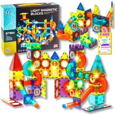 Pltb WIELKI ZESTAW Klocki Magnetyczne Konstrukcyjne ŚWIECĄCE ZESTAW KULKI PREZENT DLA DZIECKA 110 el + EBOOK Pltb WIELKI ZESTAW Klocki Magnetyczne Konstrukcyjne ŚWIECĄCE ZESTAW KULKI PREZENT DLA DZIECKA 110 el + EBOOK