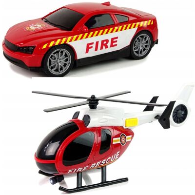 WOOPIE Zestaw Pojazdów Laweta Strażacka Helikopter Samochód Dźwięk Światła WOOPIE Zestaw Pojazdów Laweta Strażacka Helikopter Samochód Dźwięk Światła