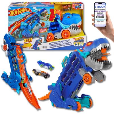 Zabawa XXL Hot Wheels City T-Rex Mega Transporter – Tor Wyścigowy 2w1 Światła Dźwięki 2 Samochodziki Składany Dinozaur PREZENT DLA DZIECKA + EBOOK-2 Zabawa XXL Hot Wheels City T-Rex Mega Transporter – Tor Wyścigowy 2w1 Światła Dźwięki 2 Samochodziki Składany Dinozaur PREZENT DLA DZIECKA + EBOOK-2