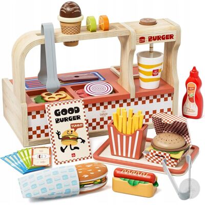 Inny producent Zabawka edukacyjna burger fast food drewniana sklep Montessori dla dzieci Inny producent Zabawka edukacyjna burger fast food drewniana sklep Montessori dla dzieci