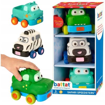 B.Toys Zestaw 3 Autek Sensorycznych Z Napędem Batatt - Safari Speedsters B.Toys Zestaw 3 Autek Sensorycznych Z Napędem Batatt - Safari Speedsters