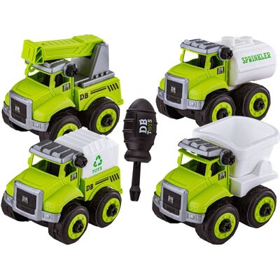 Lean Toys ZESTAW 4W1 CSAMOCHÓD CIĘŻAROWY, WYWROTKA DO ROZKRĘCANIA Lean Toys ZESTAW 4W1 CSAMOCHÓD CIĘŻAROWY, WYWROTKA DO ROZKRĘCANIA