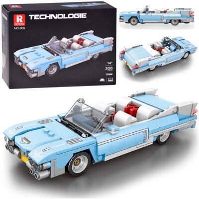 Lean Toys ZESTAW BŁĘKITNE AUTO KLOCKI DO UKŁADANIA Lean Toys ZESTAW BŁĘKITNE AUTO KLOCKI DO UKŁADANIA