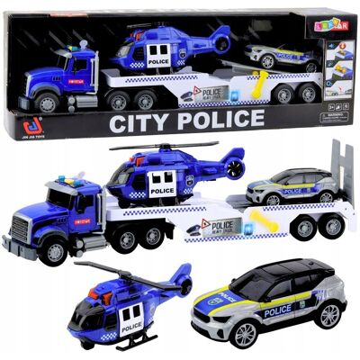Lean Toys Zestaw Ciężarówka Policyjna Helikopter Auto Radiowóz Światła Dźwięki Lean Toys Zestaw Ciężarówka Policyjna Helikopter Auto Radiowóz Światła Dźwięki