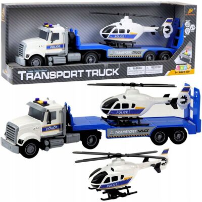 Lean Toys Zestaw Ciężarówka Policyjna Transportowa Helikopter Światła Dźwięki Lean Toys Zestaw Ciężarówka Policyjna Transportowa Helikopter Światła Dźwięki