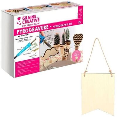 Graine Créative Zestaw do Pirografii - Flaga Drewniana - 20x15cm - Dekoracja w Drewnie Graine Créative Zestaw do Pirografii - Flaga Drewniana - 20x15cm - Dekoracja w Drewnie
