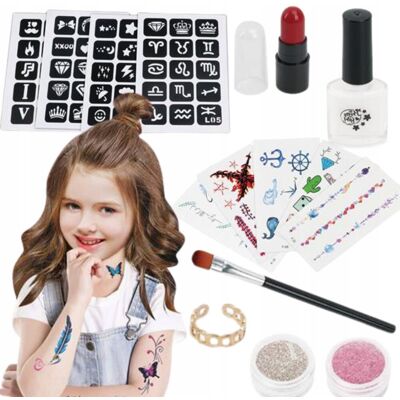 Lean Toys Zestaw do robienia tatuaży lakier brokat Lean Toys Zestaw do robienia tatuaży lakier brokat