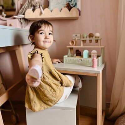 Lean Toys ZESTAW DREWNIANA LODZIARNIA SKLEPIK Z LODAMI Lean Toys ZESTAW DREWNIANA LODZIARNIA SKLEPIK Z LODAMI