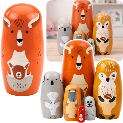 Lean Toys Zestaw Drewniane Lalki Matrioszki Układanka Zwierzęta Leśne 6 szt. Lean Toys Zestaw Drewniane Lalki Matrioszki Układanka Zwierzęta Leśne 6 szt.