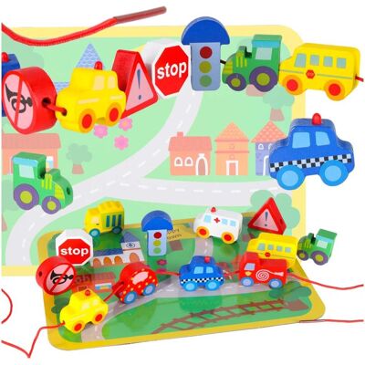 Lean Toys ZESTAW DREWNIANYCH KLOCKÓW POJAZDY Lean Toys ZESTAW DREWNIANYCH KLOCKÓW POJAZDY