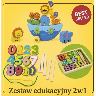 Krakpol Zestaw Gra Zręcznościowa Zwierzątka na Łódce + Kolorowe Cyferki i Patyczki – Drewniane Zabawki Edukacyjne dla Dzieci Krakpol Zestaw Gra Zręcznościowa Zwierzątka na Łódce + Kolorowe Cyferki i Patyczki – Drewniane Zabawki Edukacyjne dla Dzieci