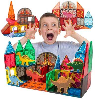 Pixel ZESTAW KLOCKI MAGNETYCZNE 54 ELEMENTÓW DINOZAURY KREATYWNE DLA DZIECI Pixel ZESTAW KLOCKI MAGNETYCZNE 54 ELEMENTÓW DINOZAURY KREATYWNE DLA DZIECI