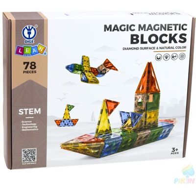 Lean Toys Zestaw Klocki Magnetyczne Konstrukcyjne Figury Kształty 3D Kolorowe 78 el. Lean Toys Zestaw Klocki Magnetyczne Konstrukcyjne Figury Kształty 3D Kolorowe 78 el.