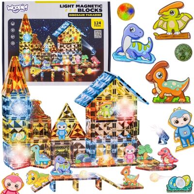 Lean Toys ZESTAW KLOCKI MAGNETYCZNE KONSTRUKCYJNE ŚWIECĄCE DINOZAURY Lean Toys ZESTAW KLOCKI MAGNETYCZNE KONSTRUKCYJNE ŚWIECĄCE DINOZAURY