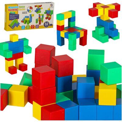 Lean Toys Zestaw Klocki Magnetyczne Sześcienne Lean Toys Zestaw Klocki Magnetyczne Sześcienne
