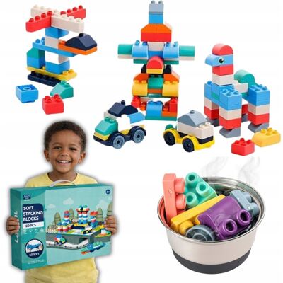 Inny producent Zestaw klocków gumowych Happy Kiddo 120 el. edukacyjne dla dzieci 18m+ Inny producent Zestaw klocków gumowych Happy Kiddo 120 el. edukacyjne dla dzieci 18m+