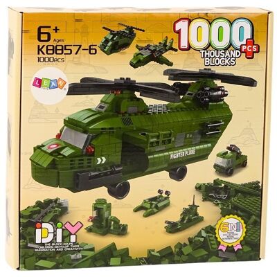 Lean Toys Zestaw Klocków Helikopter Wojskowy Militarny Zielony 1000 El Lean Toys Zestaw Klocków Helikopter Wojskowy Militarny Zielony 1000 El