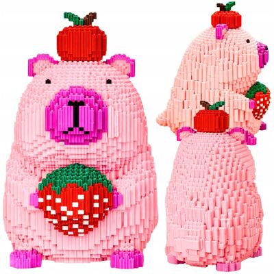 SkibiStore Zestaw Klocków Klocki Kapibara Różowa Truskawka Figurka 4407el. DUŻA SkibiStore Zestaw Klocków Klocki Kapibara Różowa Truskawka Figurka 4407el. DUŻA