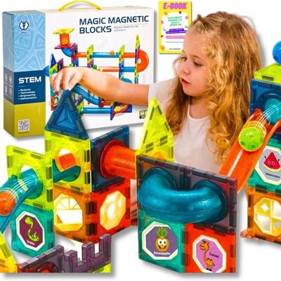 Pltb Zestaw Kreatywne Klocki Magnetyczne Zjeżdżalnia Tor Dla Kulek 96El Kulodrom Prezent Dla Dziecka + Ebook Pltb Zestaw Kreatywne Klocki Magnetyczne Zjeżdżalnia Tor Dla Kulek 96El Kulodrom Prezent Dla Dziecka + Ebook