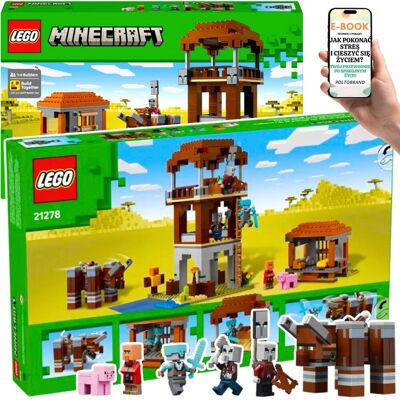 ZESTAW LEGO® Minecraft (21278) Zabawa, Budowanie i Bitwa z Dewastatorem w Świecie Minecraft Prezent Dla Gracza 9+ EBOOK-1 ZESTAW LEGO® Minecraft (21278) Zabawa, Budowanie i Bitwa z Dewastatorem w Świecie Minecraft Prezent Dla Gracza 9+ EBOOK-1