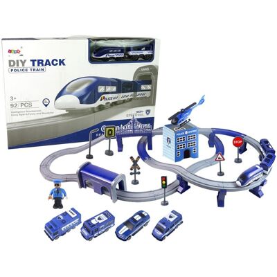 Lean Toys Town Police Train Blue Set 203 km/h - Zestaw policyjnego pociągu niebieskiego Lean Toys Town Police Train Blue Set 203 km/h - Zestaw policyjnego pociągu niebieskiego