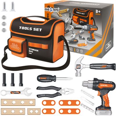click4toys ZESTAW NARZĘDZI DLA DZIECI MAŁY MAJSTERKOWICZ WKRĘTARKA MŁOTEK TORBA 25 EL click4toys ZESTAW NARZĘDZI DLA DZIECI MAŁY MAJSTERKOWICZ WKRĘTARKA MŁOTEK TORBA 25 EL