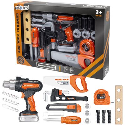 click4toys ZESTAW NARZĘDZI DLA DZIECI WIERTARKA NA BATERIE KLUCZ MIARKA ŚRUBOKRĘT 17EL click4toys ZESTAW NARZĘDZI DLA DZIECI WIERTARKA NA BATERIE KLUCZ MIARKA ŚRUBOKRĘT 17EL