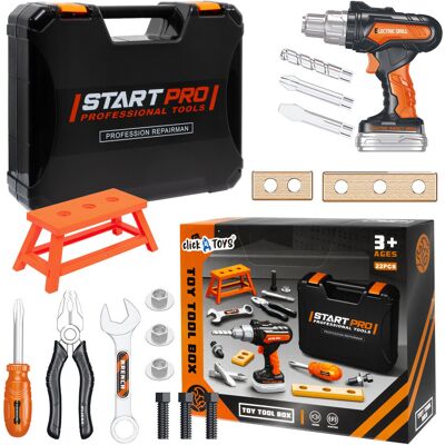 click4toys ZESTAW NARZĘDZI W WALIZCE DLA DZIECI WKRĘTARKA NA BATERIE ŚRUBOKRĘT 22 EL click4toys ZESTAW NARZĘDZI W WALIZCE DLA DZIECI WKRĘTARKA NA BATERIE ŚRUBOKRĘT 22 EL