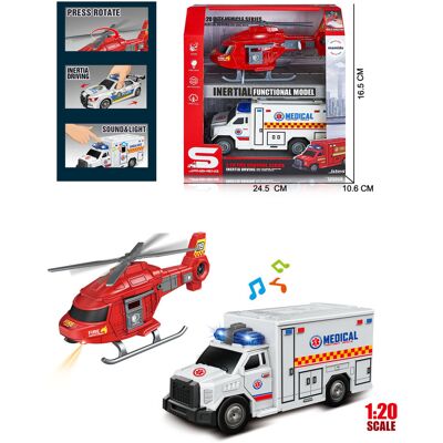 Mamido Zestaw ratunkowy 1:20 karetka i helikopter Medical MT1289 Mamido Zestaw ratunkowy 1:20 karetka i helikopter Medical MT1289