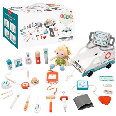 Lean Toys Zestaw Ratunkowy Dla Małego Ratownika Akcesoria Drewno 22El Lean Toys Zestaw Ratunkowy Dla Małego Ratownika Akcesoria Drewno 22El