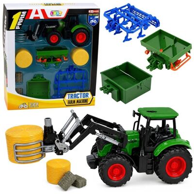 Lean Toys Zestaw Rolniczy Traktor Z Chwytakiem Do Bel Przyczepy Rolnicze Siano 1:24 Lean Toys Zestaw Rolniczy Traktor Z Chwytakiem Do Bel Przyczepy Rolnicze Siano 1:24
