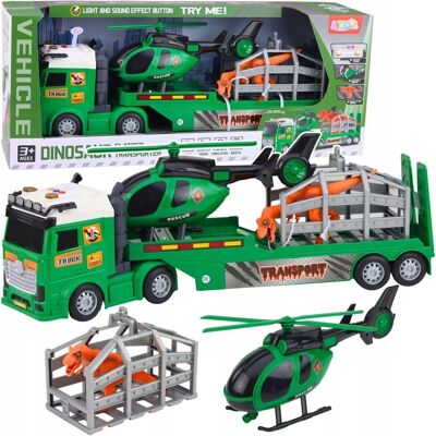 Lean Toys Zestaw Transport Dinozaura Ciężarówka Laweta Helikopter Światła Dźwięk Lean Toys Zestaw Transport Dinozaura Ciężarówka Laweta Helikopter Światła Dźwięk