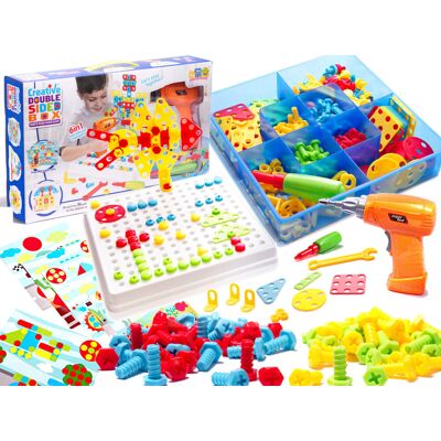 Lean Toys ZESTAW WKRĘTARKA WIERTARKA ŚRUBKI KLOCKI KONSTRUKCYJNE Lean Toys ZESTAW WKRĘTARKA WIERTARKA ŚRUBKI KLOCKI KONSTRUKCYJNE