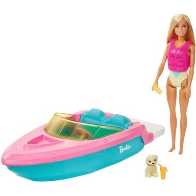 Barbie Zestaw Łodzi Motorowej Z Lalką I Szczeniakiem - Prezent Dla Dzieci Barbie Zestaw Łodzi Motorowej Z Lalką I Szczeniakiem - Prezent Dla Dzieci